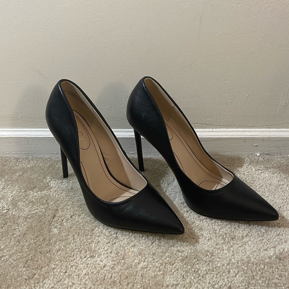 Faux Leather Black Pumps